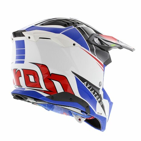 Airoh Helm Aviator 3 AMS&sup2; Push glans wit blauw rood - Maat S