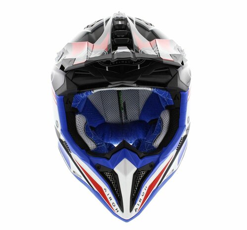 Airoh Helm Aviator 3 AMS&sup2; Push glans wit blauw rood - Maat S
