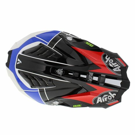 Airoh Helm Aviator 3 AMS&sup2; Push glans wit blauw rood