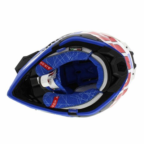 Airoh Helm Aviator 3 AMS&sup2; Push glans wit blauw rood - Maat S