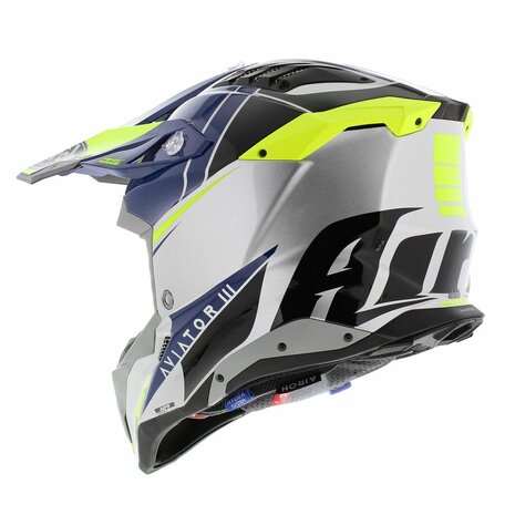 Airoh Helm Aviator 3 AMS&sup2; Push glans grijs blauw geel