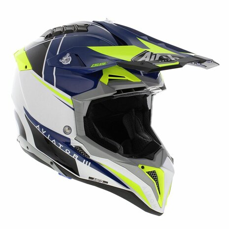 Airoh Helm Aviator 3 AMS&sup2; Push glans grijs blauw geel