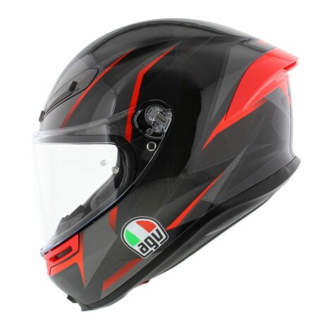 AGV K6 S Slashcut Motorhelm Zwart Grijs Rood