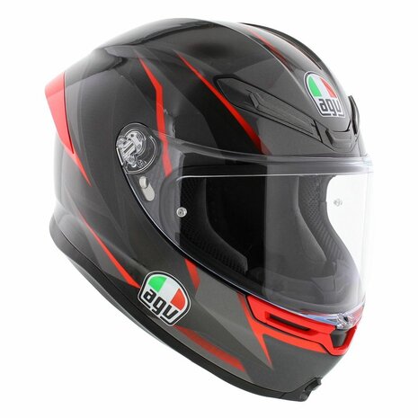 AGV K6 S Slashcut Motorhelm Zwart Grijs Rood