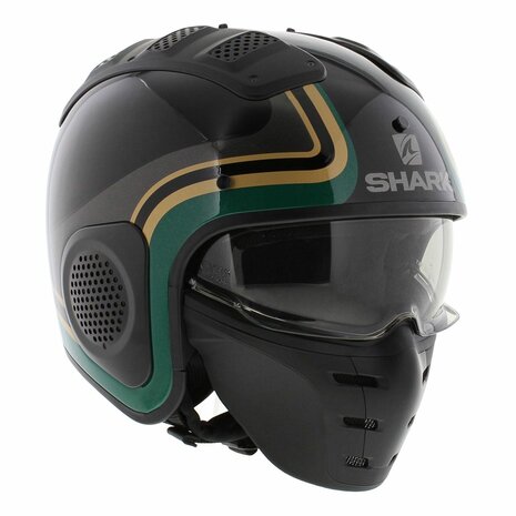 Shark X-Drak Trial Helm Hister glans zwart groen goud