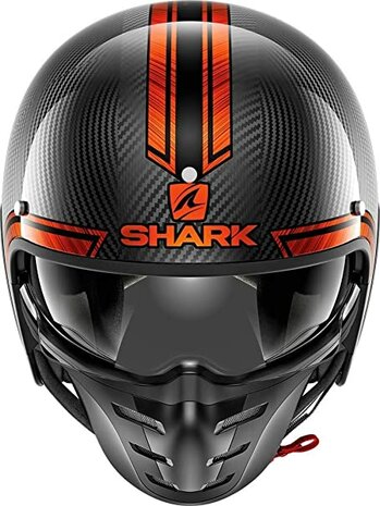 Shark S-Drak Carbon Helm Vinta glans carbon zwart oranje