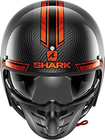 Shark S-Drak Carbon Helm Vinta glans carbon zwart oranje - Maat XS