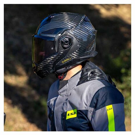 LS2 FF901 Advant X systeemhelm solid glans carbon zwart