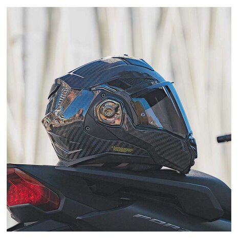 LS2 FF901 Advant X systeemhelm solid glans carbon zwart