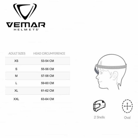 Vemar Motorhelm Zephir Mars glans oranje zwart wit - Maat L