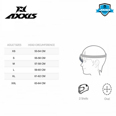 Axxis-Hawk-SV-Evo-Integraal-helm-Ixil-mat-zwart-fluor-geel-maattabel