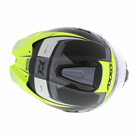 Axxis-Hawk-SV-Evo-Integraal-helm-Ixil-mat-zwart-fluor-geel-bovenkant