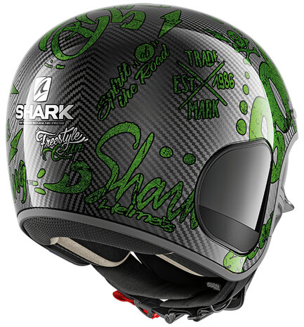 Shark S-Drak Carbon Helm Freestyle Cup glans carbon zwart groen