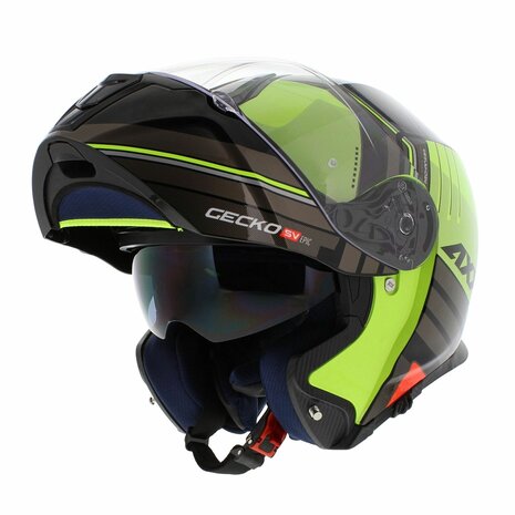 Axxis Gecko SV systeem helm Epic glans zwart fluor geel - Maat XS