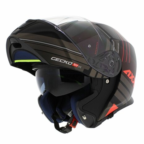 Axxis Gecko SV systeem helm Epic mat zwart rood - Maat XS