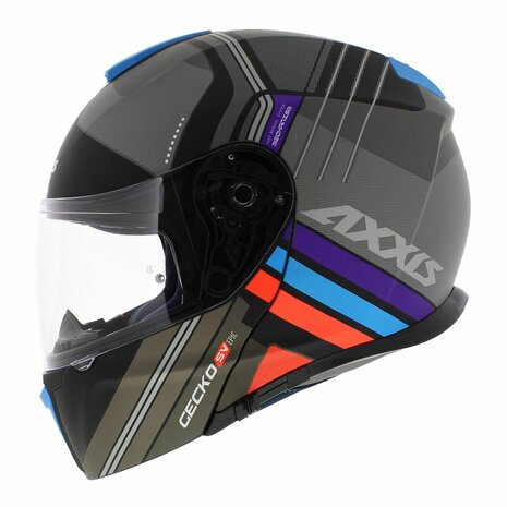 Axxis Gecko SV systeem helm Epic mat zwart blauw paars oranje 