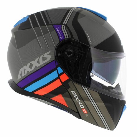 Axxis Gecko SV systeem helm Epic mat zwart blauw paars oranje 