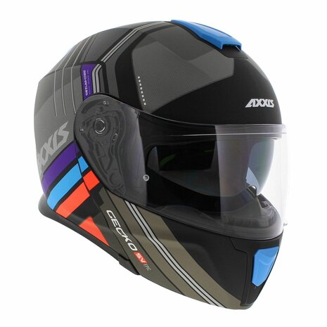 Axxis Gecko SV systeem helm Epic mat zwart blauw paars oranje 