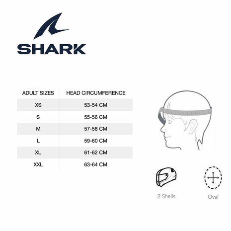 Shark Evojet Helm Dual glans zwart wit - Maat XS