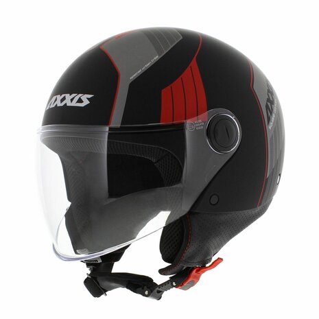 Axxis Square S Convex helm mat zwart rood