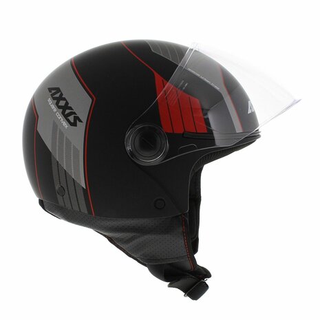 Axxis Square S Convex helm mat zwart rood