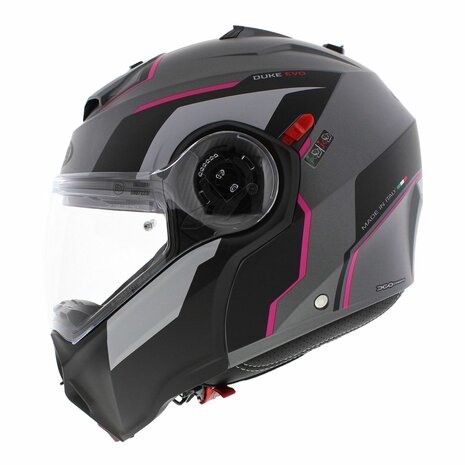 Caberg Duke Evo Move mat zwart grijs roze systeemhelm