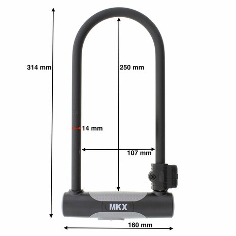 MKX-Lock U-Lock Beugelslot 160x314  (zonder ART keurmerk)
