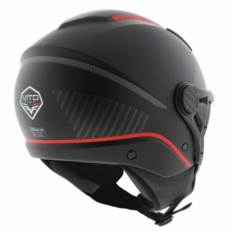 Vito jet helm Lavori mat zwart / rood / deco