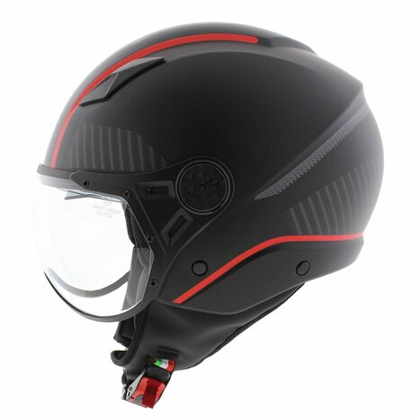 Vito jet helm Lavori mat zwart / rood / deco