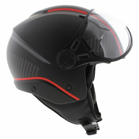 Vito jet helm Lavori mat zwart / rood / deco