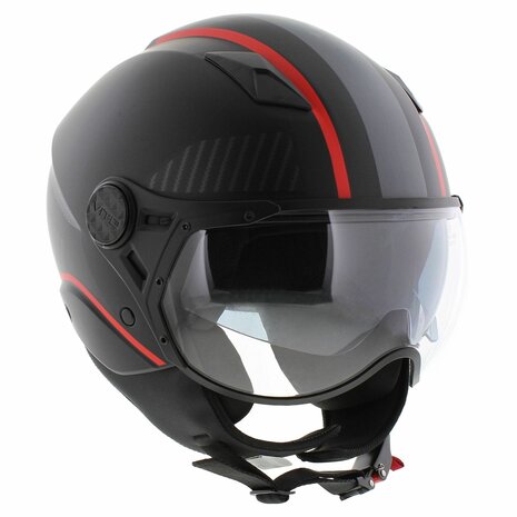Vito jet helm Lavori mat zwart / rood / deco