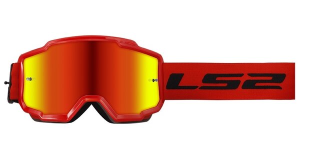 Crossbril LS2 Charger rood met spiegel lens