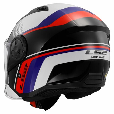 LS2 OF616 Airflow II jethelm Rush glans wit blauw rood