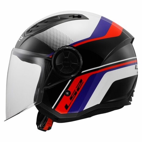 LS2 OF616 Airflow II jethelm Rush glans wit blauw rood