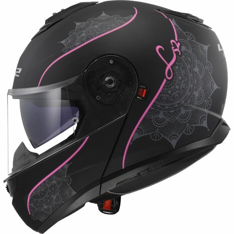 LS2 FF908 Strobe II systeemhelm Lux mat zwart roze