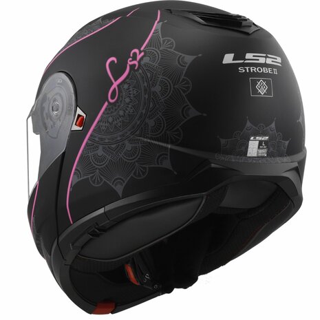 LS2 FF908 Strobe II systeemhelm Lux mat zwart roze