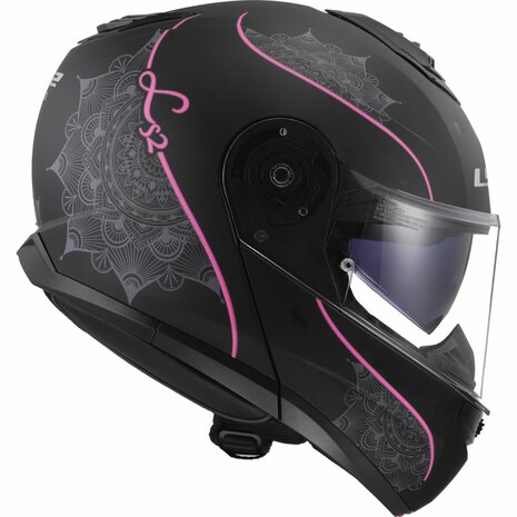 LS2 FF908 Strobe II systeemhelm Lux mat zwart roze