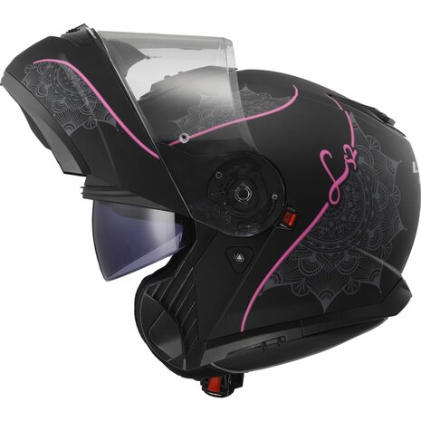 LS2 FF908 Strobe II systeemhelm Lux mat zwart roze