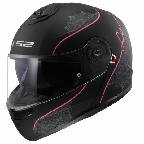 LS2 FF908 Strobe II systeemhelm Lux mat zwart roze