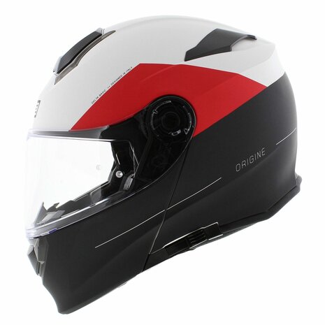 Origine Delta Basic helm Virgin mat zwart rood wit - systeemhelm motorhelm