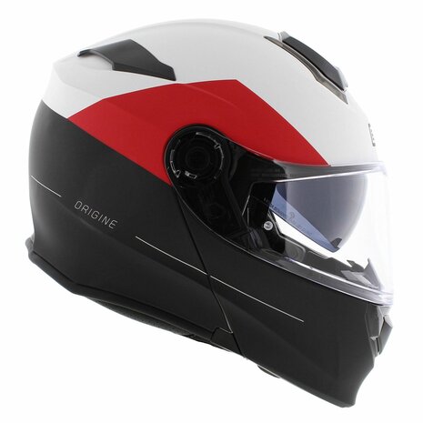 Origine Delta Basic helm Virgin mat zwart rood wit - systeemhelm motorhelm