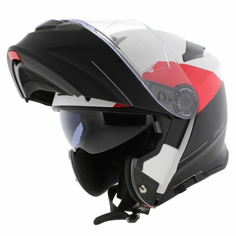 Origine Delta Basic helm Virgin mat zwart rood wit - systeemhelm motorhelm