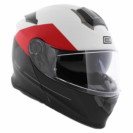 Origine Delta Basic helm Virgin mat zwart rood wit - systeemhelm motorhelm