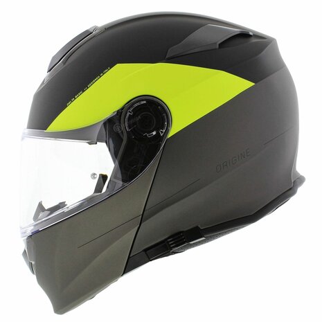 Origine Delta Basic helm Virgin mat zwart titanium geel - systeemhelm motorhelm