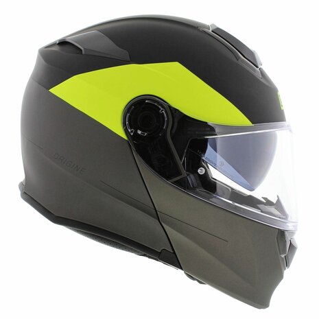 Origine Delta Basic helm Virgin mat zwart titanium geel - systeemhelm motorhelm