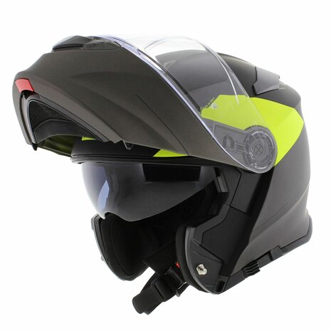 Origine Delta Basic helm Virgin mat zwart titanium geel - systeemhelm motorhelm