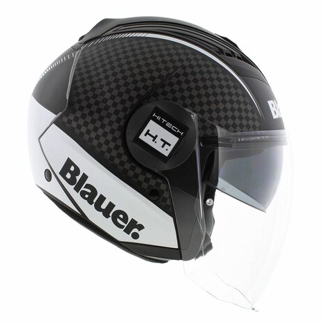 Blauer Real B jet helm mat zwart titanium wit