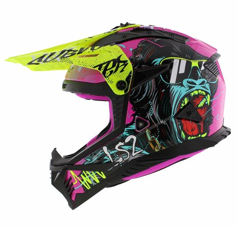 LS2 MX708 Fast II crosshelm Gorilla glans paars geel