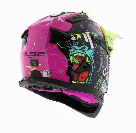 LS2 MX708 Fast II crosshelm Gorilla glans paars geel