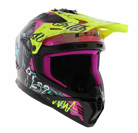LS2 MX708 Fast II crosshelm Gorilla glans paars geel